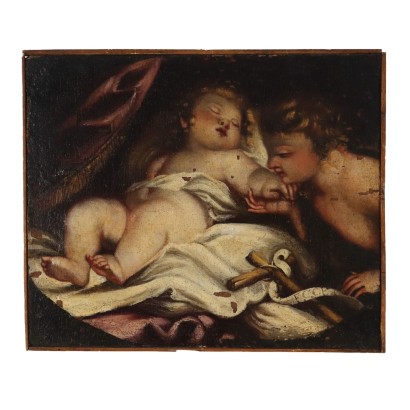 Painting of Baby Jesus sleeping with,Baby Jesus sleeping with St.