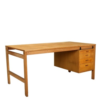 Bureau Vintage Plaqué en Chêne Tiroirs Danemark Années 60