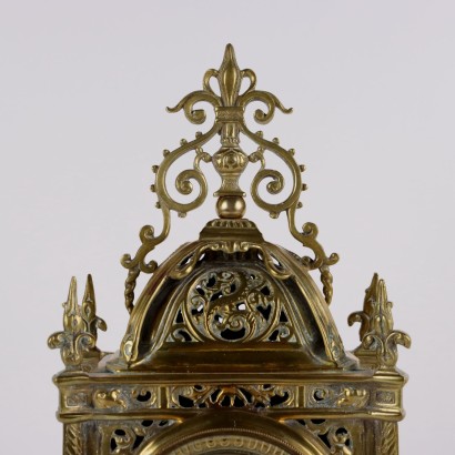 Triptych Clock in Gilded Bronze