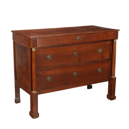 Commode Empire Ancienne Noyer 3 Tiroirs Italie XIXe Siècle