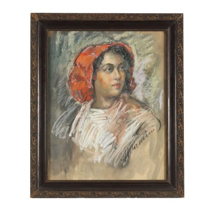 Pintura Moderna Pintura Rostro Femenino Técnica Mixta 1900s