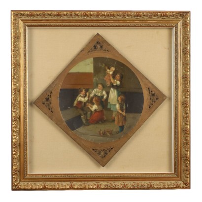 Antique Painting on Metal Game XIX Century