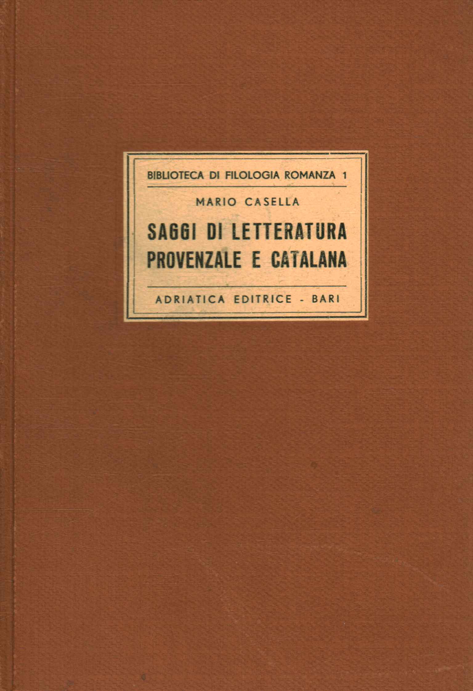 Essais sur la littérature provençale et catalane