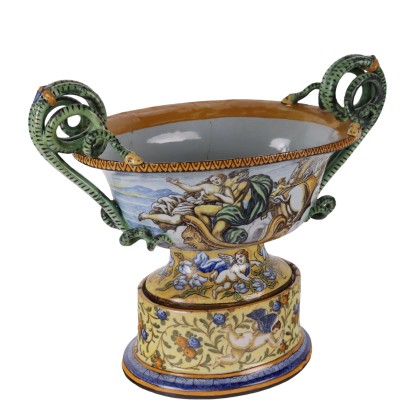 Vase Ancien Majolique Man. Naples Italie du XIXe Siècle