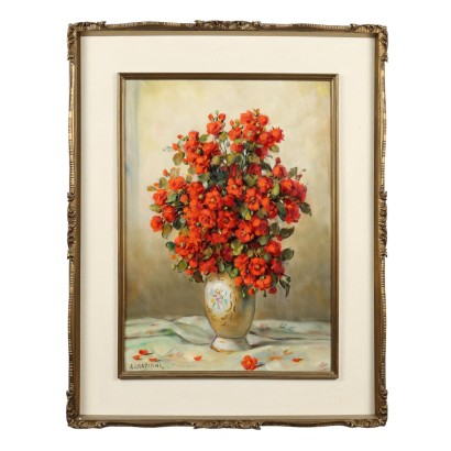 Modern Painting Signed A. Paolo Graziani Flower Arrangement '900