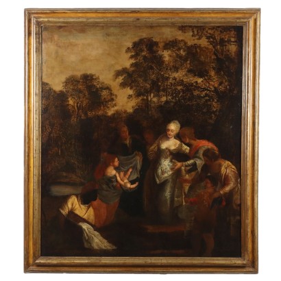 Tableau Ancien Sujét Sacré Huile sur Toile XVIIIe Siècle