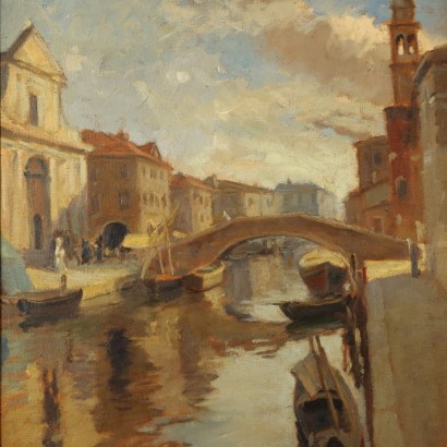 Dipinto di Emil Lindenfeld,Barche sul canale,Emil Lindenfeld,Emil Lindenfeld,Emil Lindenfeld,Emil Lindenfeld