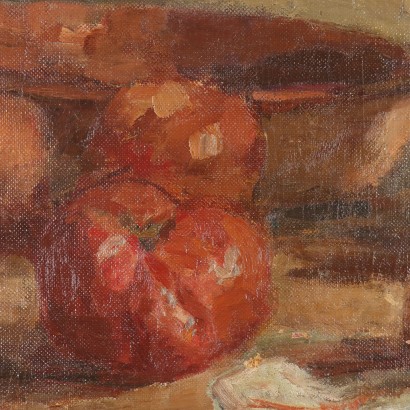 Painting by Domenico De Bernardi, Composition with bread and tomatoes, Domenico De Bernardi, Domenico De Bernardi, Domenico De Bernardi