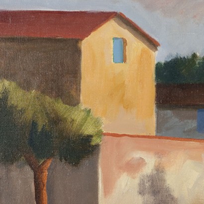 Pintura de Nino Tirinnanzi,Paisaje con casas de campo,Nino Giovanni Tirinnanzi,Nino Giovanni Tirinnanzi,Pintura de Nino Tirinnanzi,Nino Giovanni Tirinnanzi