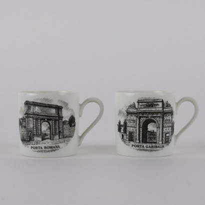 Seis tazas de café Piero Fornasetti,Piero Fornasetti,Piero Fornasetti,Piero Fornasetti,Piero Fornasetti