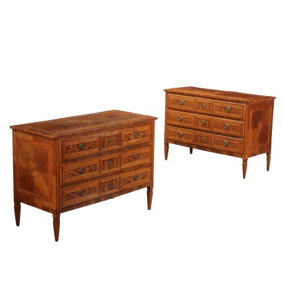 Commodes Néoclassiques Anciennes Sapin 3 Tiroirs XVIIIe Siècle