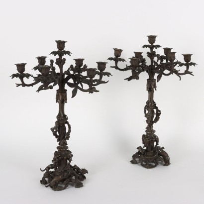 Antique Candelabra Bronze Decorations Italy XIX Century