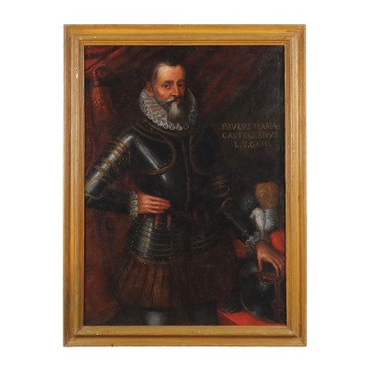 Tableau Ancien Portrait Masculin Huile sur Toile XVIIe Siècle