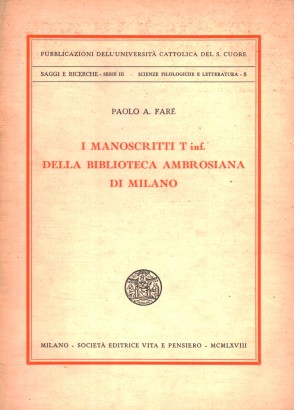 I manoscritti T inf. della Biblioteca Ambrosiana di Milano