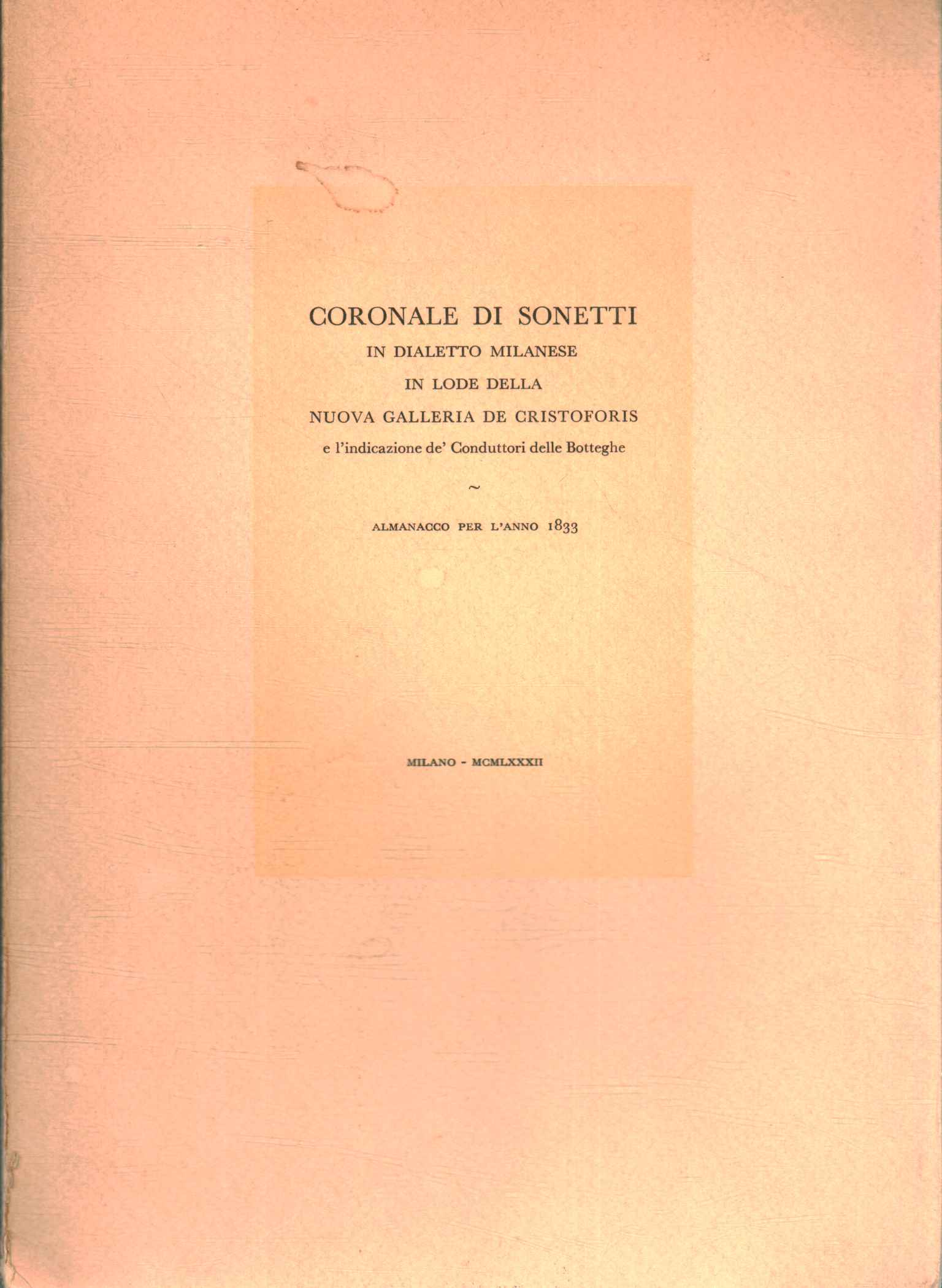 Coronale des sonnets, Coronale des sonnets en dialecte milanais