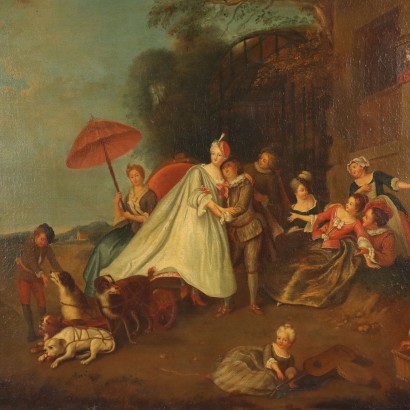 Peinture Scène Extérieure Galante