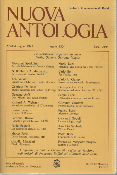 Nouvelle anthologie avril-juin 1995 Vol. 574 Fasc., AA.VV.