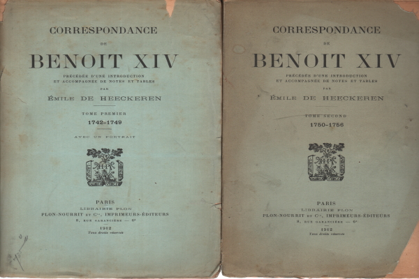 Correspondence de Benoit XIV precédée d'une intro, Benoit XIV