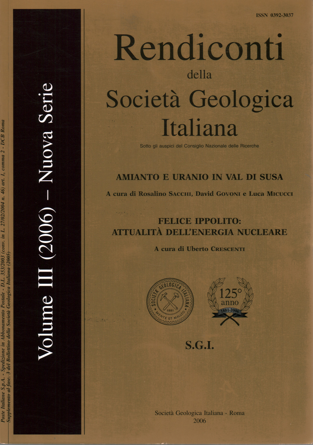 Die jahresabschlüsse der Gesellschaft und die Geologische Italienischen. Vol., s.zu.