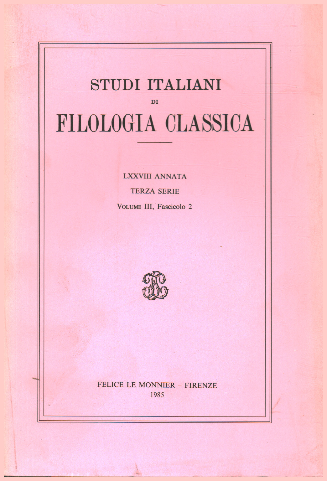 Studium der italienischen philologie klassische LXXVIII Annat, s.zu.