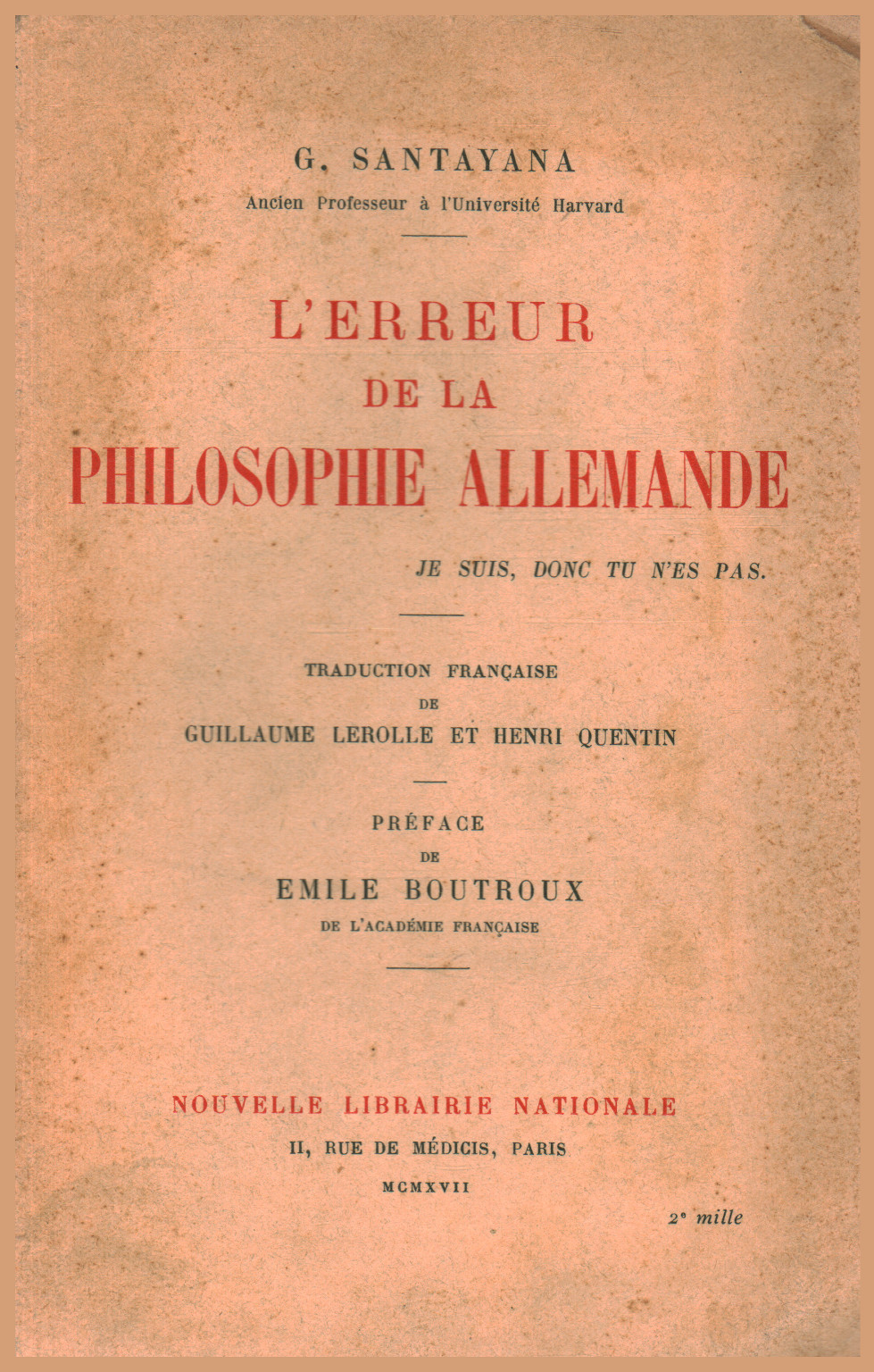 L'erreur de la philosophie allemande, s.un.