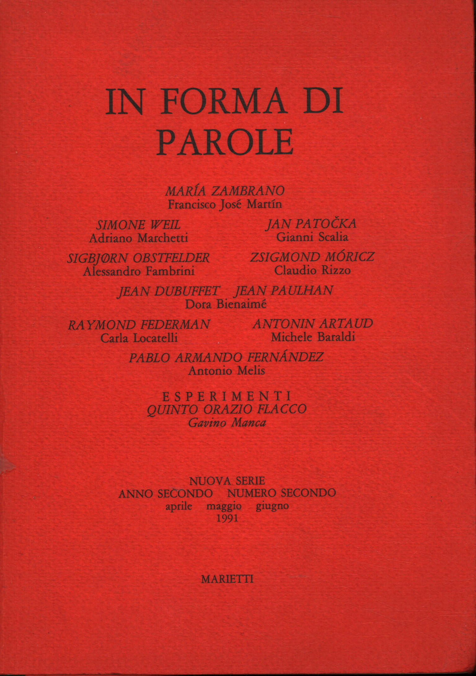 In the form of words N.2 Year II 1991, AA.VV.