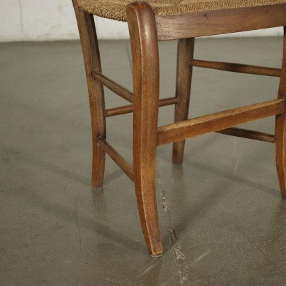 Group Of 4 Chairs Walnut Straw Italy 19th Century