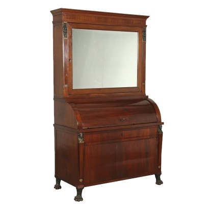 Bureau Empire avec Étagère Acajou Châtaignier Miroir Italie XIX Siècle