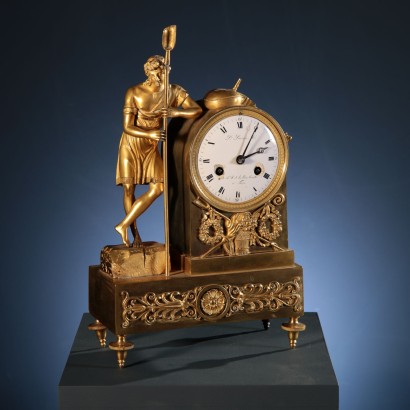 Antique Mantel Clock Gilded Bronze Italy XIX Century