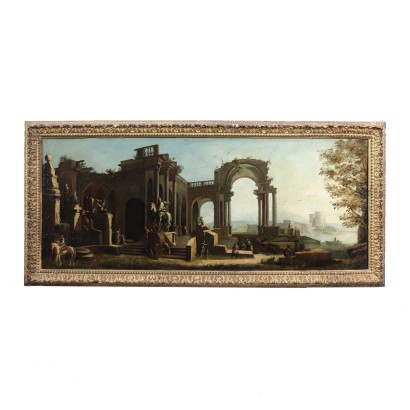 Architectural Capriccio with Figures Italy XVIII Century