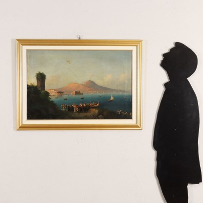 arte, arte italiano, pintura italiana del siglo XIX, Vista del Golfo de Nápoles y Ves