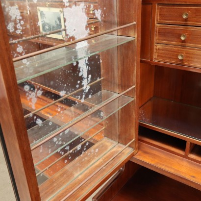 Bar Cabinet Veneered Wood Brass Maple Italy 1950s