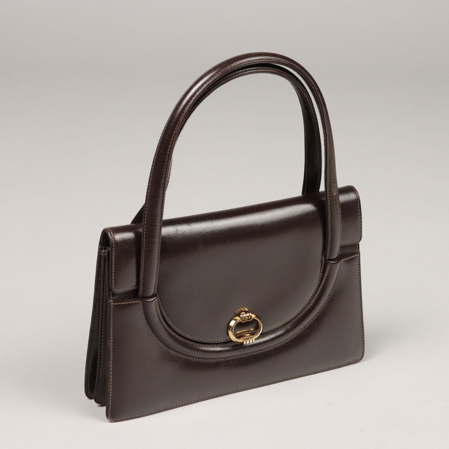 Vintage Gucci Handbag in Brown Leather 1950s -  Finland